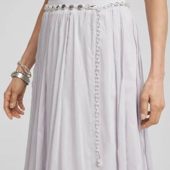 Chico’s Silvertone Pebble Chain Belt – One Size – NWT